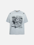 DAXUEN Faded graphic T-shirt with headshot collage print