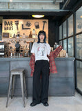 DAXUEN white faded grey wash graphic t-shirt — model photo