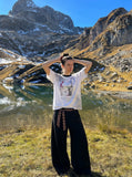 DAXUEN white faded grey wash graphic t-shirt — model photo