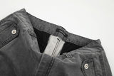 DAXUEN washed grey wide-leg cargo pants with flap pockets