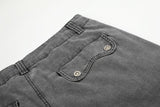 DAXUEN washed grey wide-leg cargo pants with flap pockets