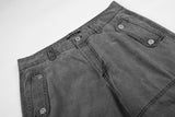 DAXUEN washed grey wide-leg cargo pants with flap pockets