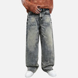 DAXUEN Faded grey wide leg denim jeans