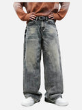 DAXUEN Faded grey wide leg denim jeans