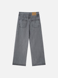 DAXUEN faded grey wide-leg jeans with metallic grommets