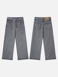 DAXUEN faded grey wide-leg jeans with metallic grommets