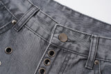 DAXUEN faded grey wide-leg jeans with metallic grommets