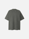 DAXUEN faded charcoal oversized grid graphic tee