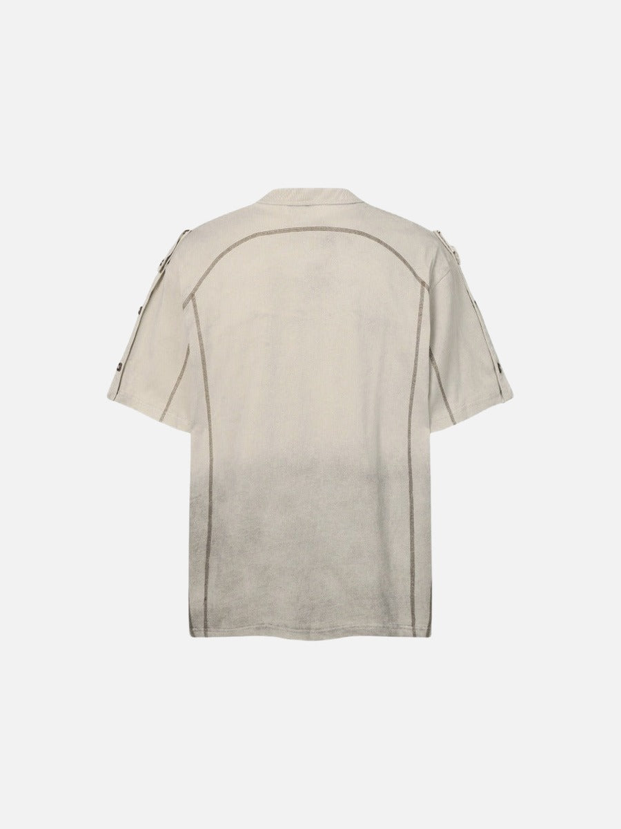 DAXUEN Men's short-sleeved Henley top with a faded effect