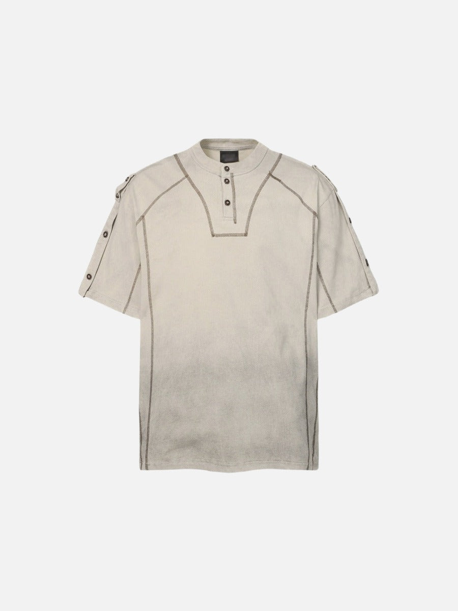 DAXUEN Men's short-sleeved Henley top with a faded effect