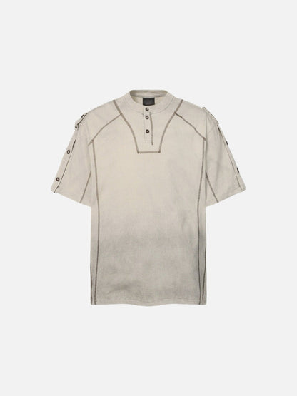 DAXUEN Men's short-sleeved Henley top with a faded effect