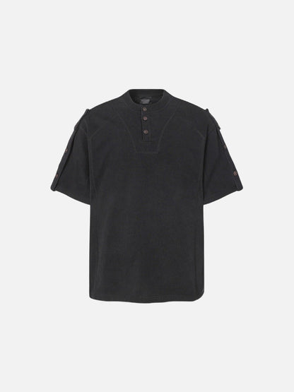 DAXUEN Men's short-sleeved Henley top with a faded effect