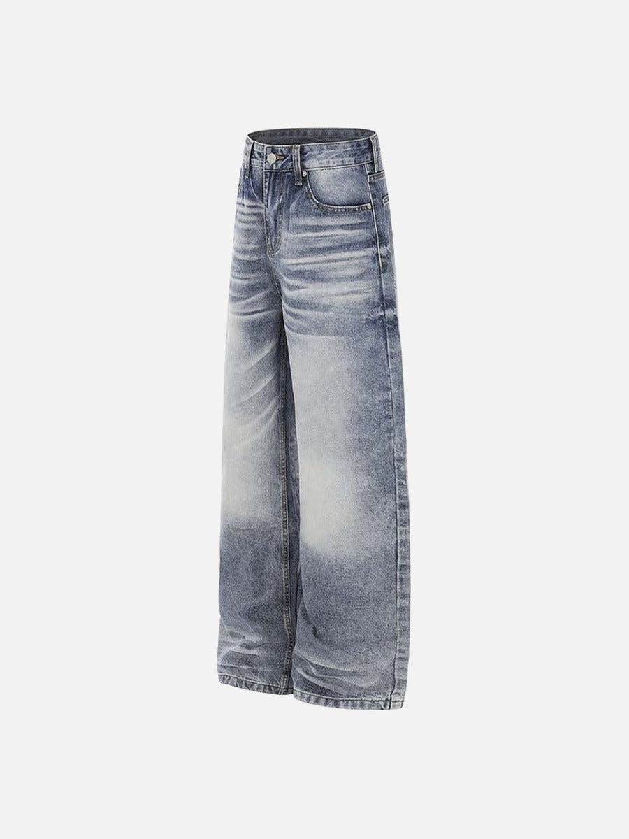 DAXUEN Faded high-waisted wide-leg denim jeans