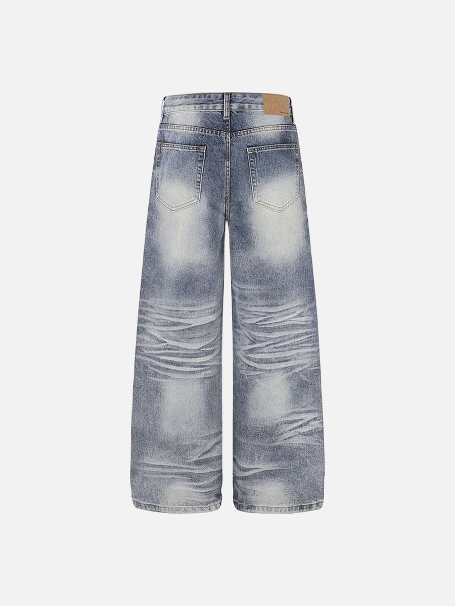 DAXUEN Faded high-waisted wide-leg denim jeans