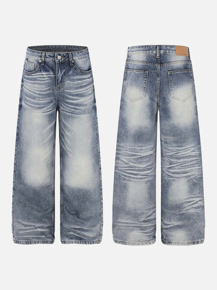 DAXUEN Faded high-waisted wide-leg denim jeans