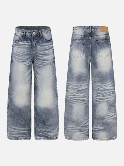 DAXUEN Faded high-waisted wide-leg denim jeans