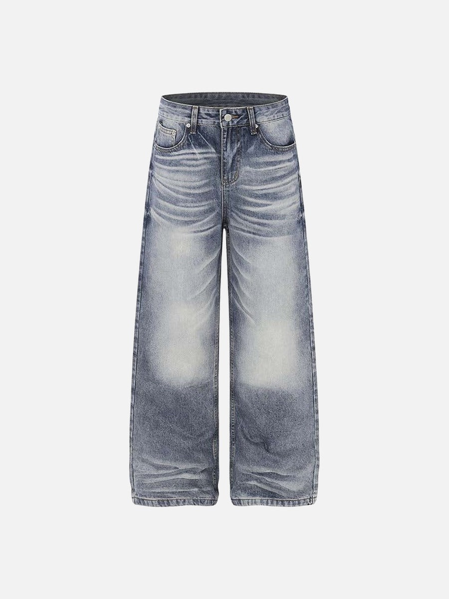 DAXUEN Faded high-waisted wide-leg denim jeans