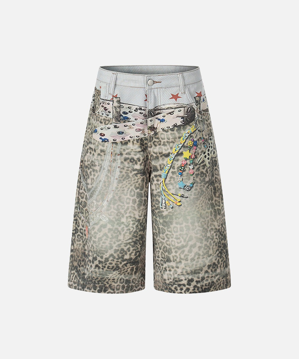 DAXUEN Faded leopard print wide-leg culottes