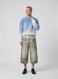 DAXUEN Faded leopard print wide-leg culottes — model photo
