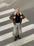 DAXUEN Faded leopard print wide-leg culottes — model photo