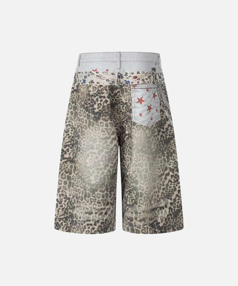 DAXUEN Faded leopard print wide-leg culottes