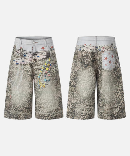 DAXUEN Faded leopard print wide-leg culottes