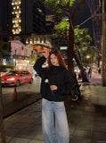 DAXUEN light blue oversized wide-leg balloon denim jeans — model photo