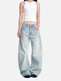 DAXUEN light blue faded barrel cut jeans