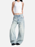DAXUEN light blue faded barrel cut jeans