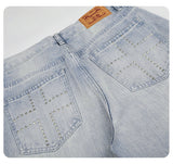 DAXUEN light blue faded barrel cut jeans
