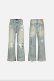 DAXUEN faded light blue distressed wide-leg jeans