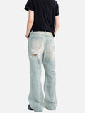 DAXUEN faded light blue distressed wide-leg jeans