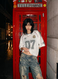 DAXUEN faded light blue distressed wide-leg jeans — model photo