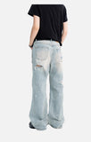 DAXUEN faded light blue distressed wide-leg jeans