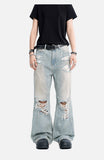 DAXUEN faded light blue distressed wide-leg jeans