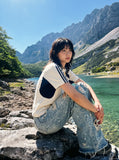 DAXUEN faded light blue distressed wide-leg jeans — model photo