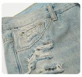 DAXUEN faded light blue distressed wide-leg jeans