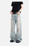DAXUEN faded light blue distressed wide-leg jeans