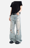 DAXUEN faded light blue distressed wide-leg jeans