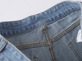 DAXUEN light blue denim culotte shorts with paint splatter design