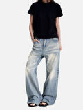 DAXUEN light blue faded distressed straight-leg jeans