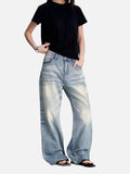 DAXUEN light blue faded distressed straight-leg jeans