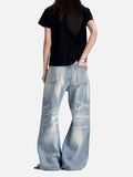 DAXUEN light blue faded distressed straight-leg jeans
