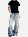 DAXUEN light blue faded distressed straight-leg jeans