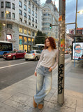 DAXUEN light blue faded distressed straight-leg jeans — model photo
