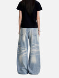 DAXUEN light blue faded distressed straight-leg jeans