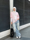 DAXUEN light blue faded distressed straight-leg jeans — model photo