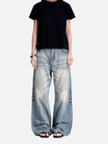 DAXUEN light blue faded distressed straight-leg jeans
