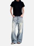 DAXUEN light blue faded distressed straight-leg jeans