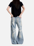 DAXUEN light blue faded distressed straight-leg jeans